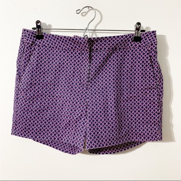 Willi Smith Mid Rise 4” Inseam Linking Squares Design Cotton Shorts Size 8 🩷💙🤍 - Picture 1 of 9